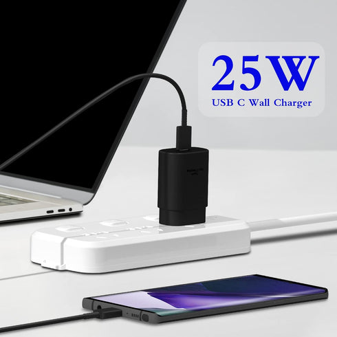 25W Type C Charger 2-Pack with 6ft USB C Cable, Super Fast Charging for Galaxy S23 Ultra/S23+/S22/S21/S20/Phone 15.