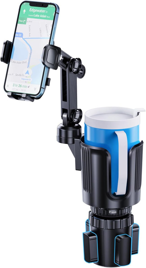 Easkkty Cup Phone Holder for Car with Expandable Base, Upgraded 2 in 1