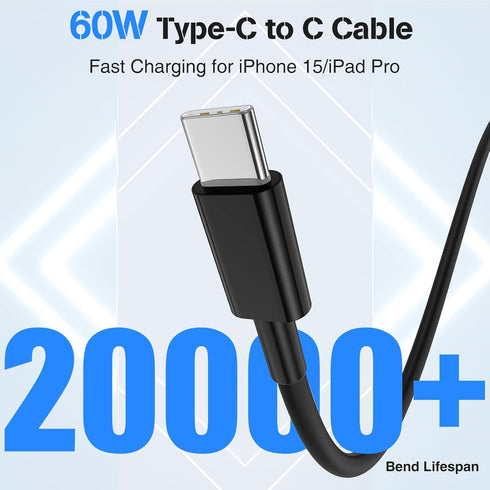Car Charger for iPhone 15, 40W Dual USB C Cigarette Lighter with 2 Pack 6FT USB C to USB C Cable Fast Charging for