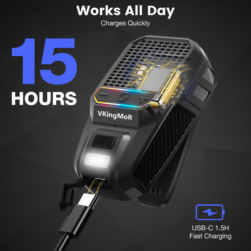 VkingMoR 15H Wearable Bluetooth Speaker, Clip-On Portable Speaker with Built-in Mics Hands-Free Music and Calls