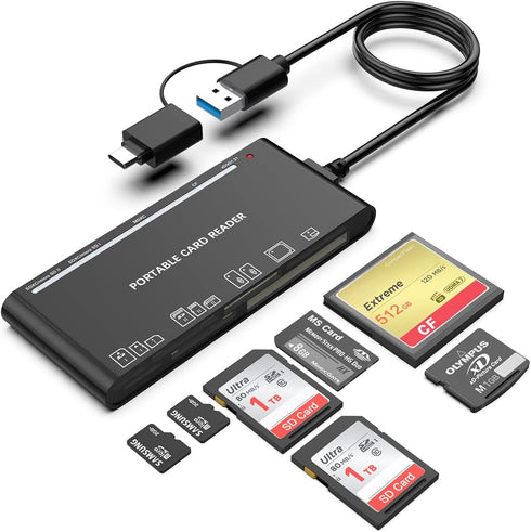 Rocketek USB C USB3.0 Multi Card Reader for SD, CF, Micro SD, XD,