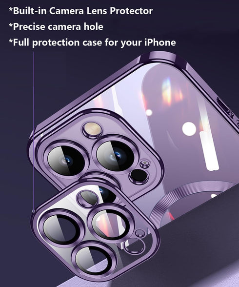 iPhone 14 Pro Clear Case - Slim Shockproof MagSafe Compatible with Built-in Camera Lens Protector - Blue 6.1"