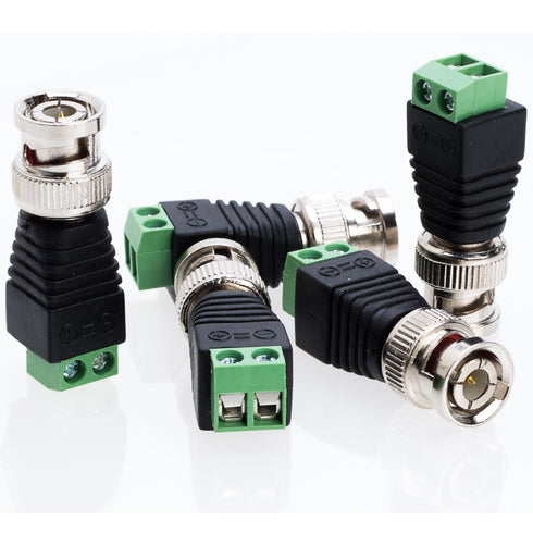 Cctv4Less BNC Male Balun Connector for Coax CAT5, CAT6, CAT7 to BNC Male Adapter - CCTV Video Transmission