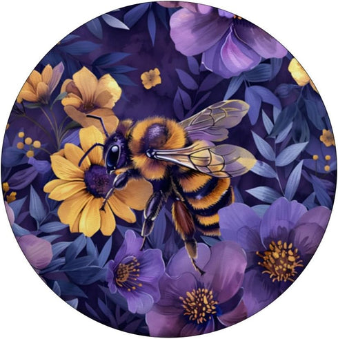 Botanical Bumblebee Lush Floral Honey Bees and Purple Flower PopSockets Standard PopGrip