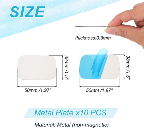 PATIKIL 38mmx50mm 10pcs Metal Plate for Phone Magnet, Rectangular Adhesive Metal Plate Replacement Stickers