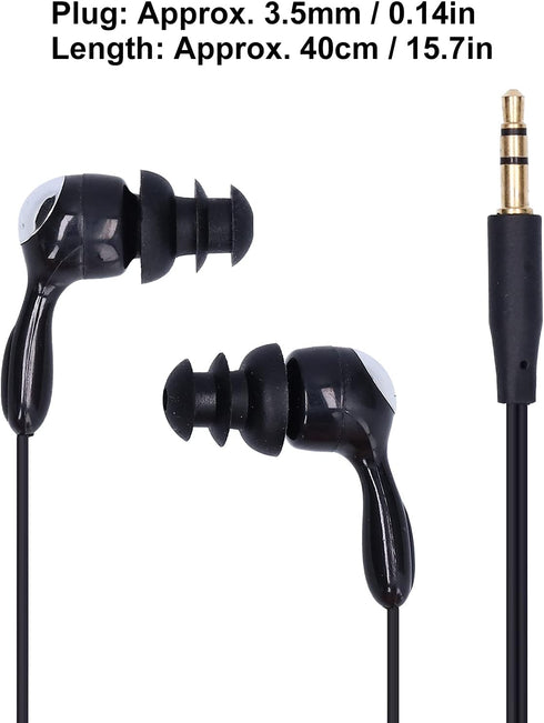 PUSOKEI Short Cord Waterproof Headphone, IP68 Waterproof Earplugs Suitable for Swimming, Surfing, Running (Black)
