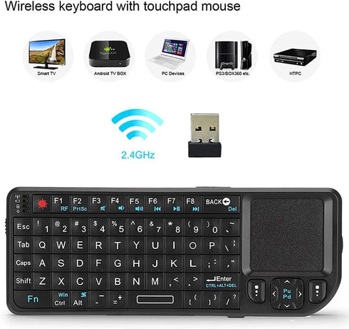 2.4G Pocket Mini Keyboard - Mini USB Keyboard with Touchpad Mouse for Windows 2000/XP/Vista/7/OS 10.x
