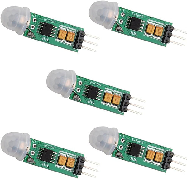 HC-SR505 Mini Infrared PIR Motion Sensor, Micro IR Pyroelectric Human Movement Detector Module, Pack of 5