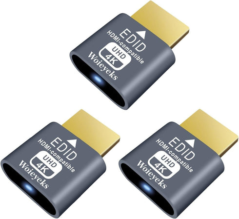 Woieyeks 3 Pack HDMI Dummy Plug 4K HDR,Virtual Monitor EDID Emulator, Headless Display