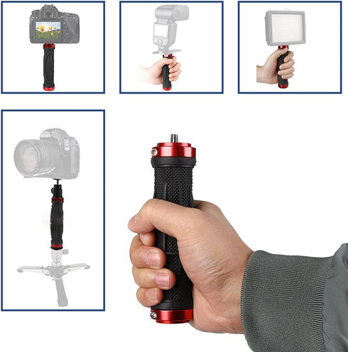 Universal Camera Handle Grip Support Mount with 14-20 Thread for Digital Video Camera, Camcorder, Action Camera, LED