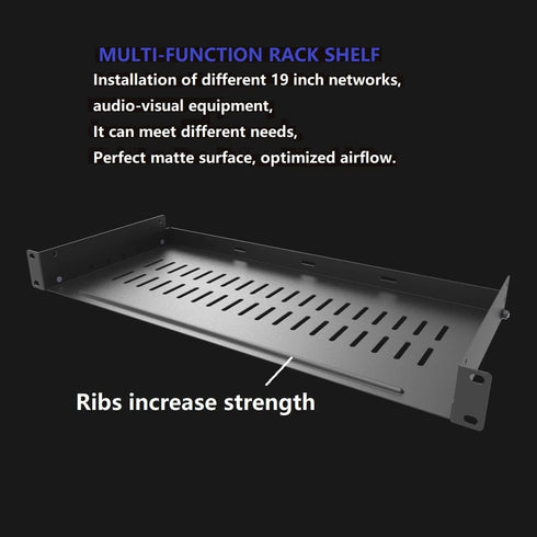 JINGCHENGMEI 1U 19 Inches (8 Inches Disassembled Vented Rack Shelf Universal Rack Tray No Lip for Network Cabinet