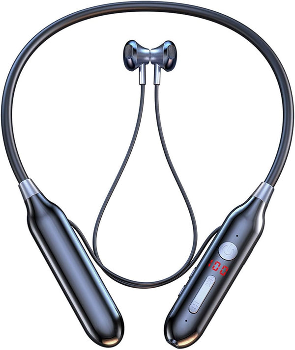 Wireless Bluetooth Neckband Headphone, Ergonomic Hanging Neck Magnetic Attraction Earphone with TF Port, Sports