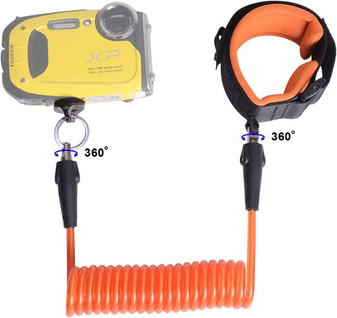 Steel-cored Waterproof Action Camera Anti-Loose Dive Wrist Strap, Diving Surfing Snorkeling Safety Wire Rope Tether