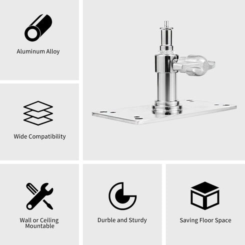 Meking Overhead Camera Wall Mount for Video Studio Lighting, 3.34 inch Baby Wall Plate with 1/4 and 3/8 Screw