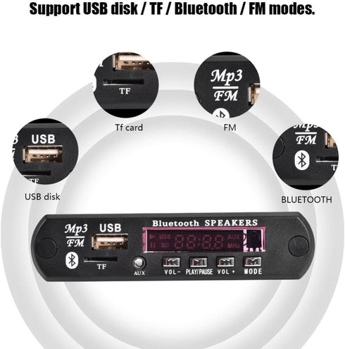APE FLAC WAV WMA MP3 Decoder Board, Music Player Bluetooth Speaker Audio Module, USB TF Card Play, FM Hands Call