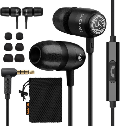 LUDOS Clamor 2 PRO Wired Earbuds, Noise Isolating Earphones with Microphone, Memory Foam for iPhone, Samsung, Kids