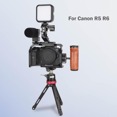 Leftfoto R5 R6 Camera Full Cage for Canon Mirrorless,Extension Mount Microphone Fill Light Bracket Filming