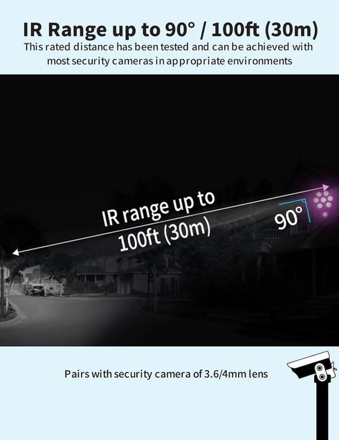 Tonton 2Pack LED IR Illuminator, 90 Degree 100Ft Infrared Flood Light for CCTV Security Cameras, Dome and Bullet