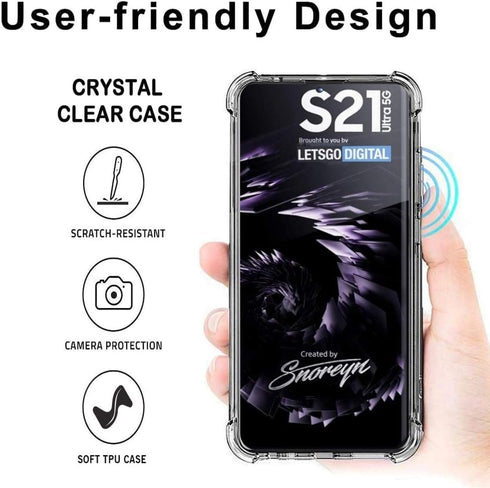 Folmeikat Clear Phone Cases for Samsung Galaxy S21 Ultra 5G - Shockproof Flexible TPU Protective Cover,