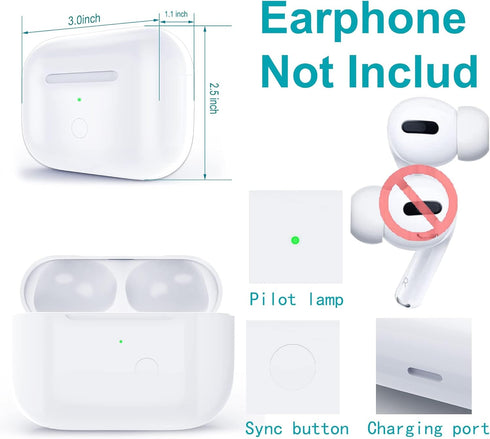 Wireless Charging Case for AirPods Pro 1st & 2nd Generation, Charger Replacement Cases with Bluetooth Pairing