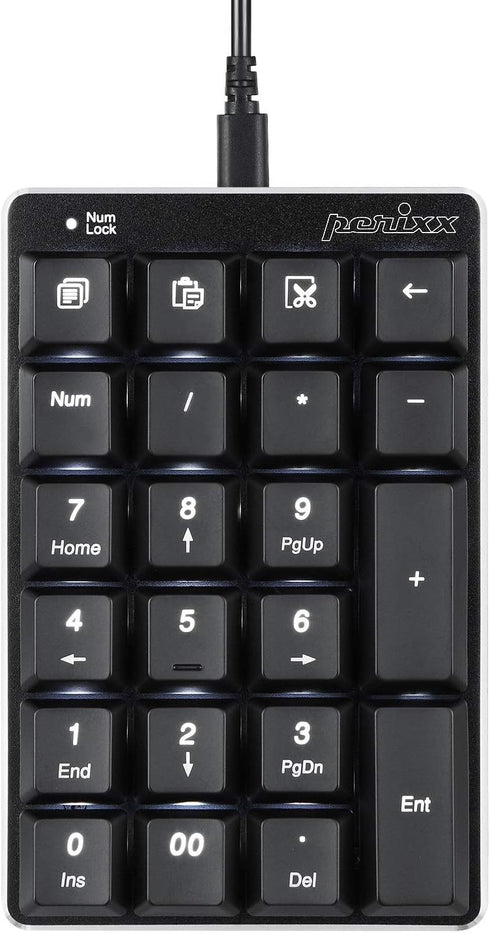 Perixx PERIPAD-303B, Backlit Mechanical Numeric Keypad, USB Office Shortcut Keys, Full Size 22 Keys