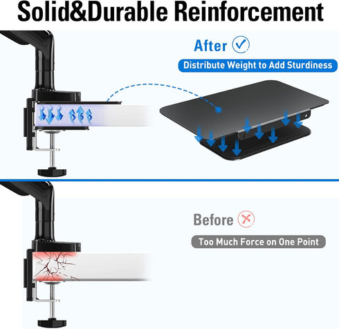 MOUNTUP Monitor Mount Reinforcement for Tempered Glass Desk, Monitor Arm Plate, Steel Bracket for Thin and Most Fragile