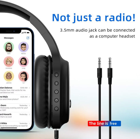 Rechargeable Portable Personal FM Radio Headphones with Best Reception, Wireless Headset for Jogging, Mowing, Cycling