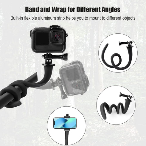 Flex Mount Stroller Phone Holder Selfie Stick Gooseneck for Treadmill, Bike, Shopping Cart, Boat, Compatible with GoPro