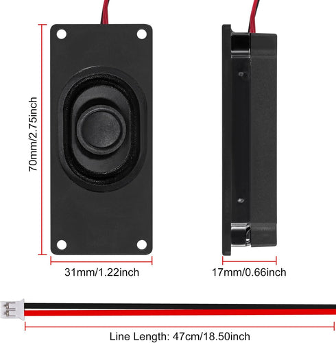 2Pcs Audio Speaker 3 Watt 8 Ohm Speaker JST-PH2.0 Interface for Small Electronic Projects Advertising Machines