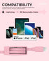 LIQUIPEL Powertek Retractable MFi Certified Charger, 3ft Lightning to USB Cable for Fast Charging (Pink)