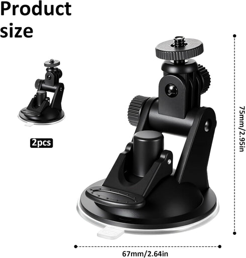 Qulkws 2PCS Dash Cam Suction Cup Mounts, Car Camera Mount, Windshield and Dashboard Suction Cup Mounts, Camera Mount