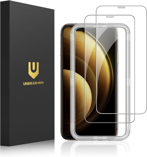 UNBREAKcable Tempered Glass Screen Protector for iPhone X/11 Pro/XS, Pack of 2, HD 9H Hardness