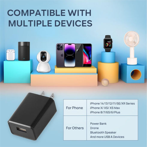 Wall Charger Cube 5V2A USB Power Supply Charging Block Universal Wall Plug Brick Portable Travel Fast Charger Power Adapter for iPhone, Samsung Galaxy, LG (2PCS-Black)