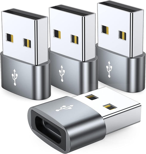 JXMOX USB C Female to USB Male Adapter 4-Pack, Type C to USB A Charger Cable Converter for iPhone 11 12 13 14
