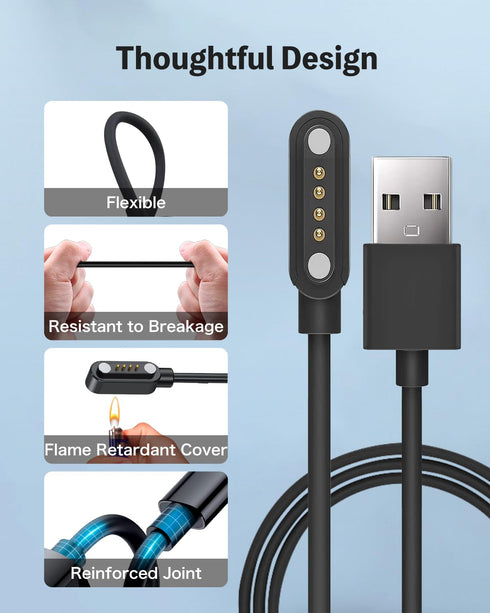 Charger Cable for PLAUD Note, 3.3FT 4 Pin Replacement Magnetic USB Charging Cable