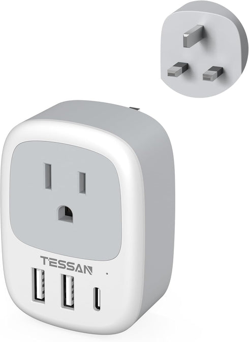 UK Adapters for Travel, TESSAN US to UK Plug Adapter, Ireland Outlet
