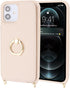 iPhone 11 Phone Case with Card Holder and Strap for Women, Crossbody Lanyard, Kickstand Ring Stand, Beige
