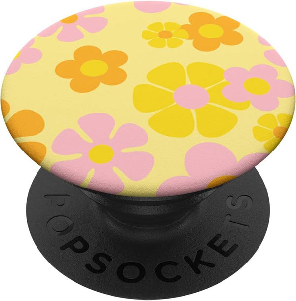Hippie Psychedelic Flower Power 60's 70's Groovy Boho Daisy PopSockets PopGrip: Swappable Grip for Phones & Tablets