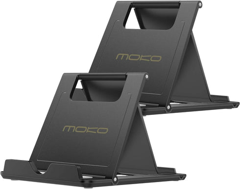 MoKo 2PCS Phone/Tablet Stand, Desktop Holder for 4-11" Device, Fit with iPhone 17/17