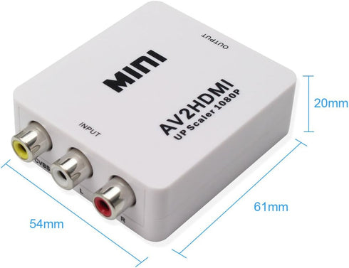Mini Composite HD AV CVBS 3RCA to HDMI Adapter Converter, Supports 720P 1080P for TV, VHS, DVD