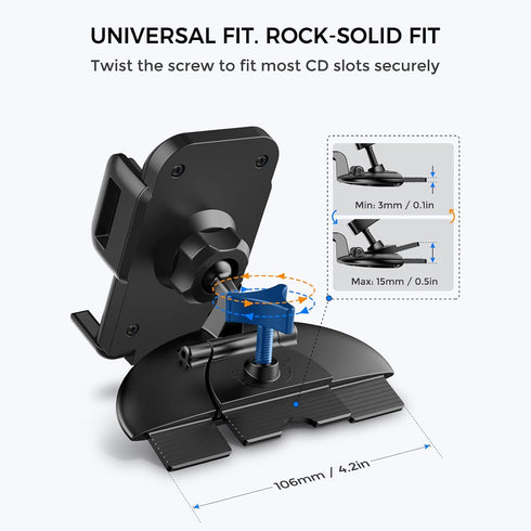 CD Slot Car Phone Holder Mount, Compatible with iPhone 16 15 14 13 12 11 Pro XR XS MAX Galaxy S20 S20+ S10 S9