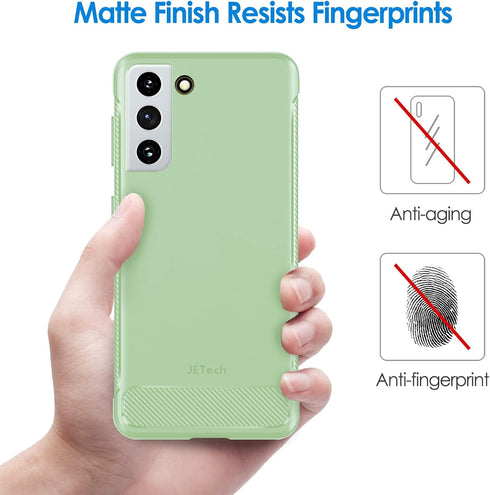 JETech Slim Fit Case for Samsung Galaxy S21 5G, Thin Phone Cover with Shock-Absorption, Carbon Fiber Design (Green)