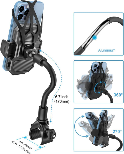 woleyi 17 16 15 14 13 12 S25, 4-7" Gooseneck Stroller Phone Holder, Cell Phone Mount Pole Clamp for Baby Stroller