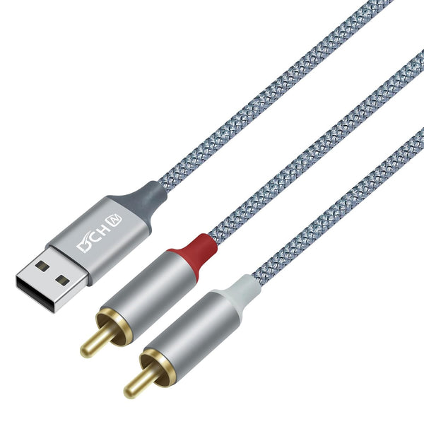 4ft RCA to USB Audio Cable Type A to 2 RCA Adapter Cord Male Y Splitter for Speaker, DVD Player, Laptop
