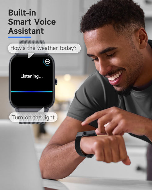 Smart Watch for Women Men, Alexa Built-in, 1.8" Fitness Tracker with Heart Rate/Sleep Tracker, IP68 Waterproof