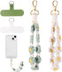 2 PCS Boho Macrame Phone Wrist Strap, Cute Cell Phone Lanyard with Tether Tab for Women Girls (White+Green)