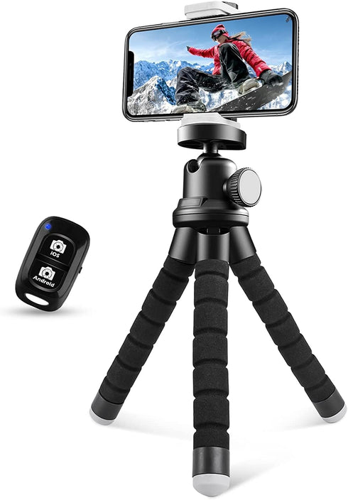 Sensyne Phone Tripod, Flexible Cell Phone Tripod with Holder and Wireless Remote, Compatible with All Cell Phones