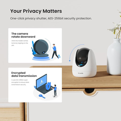 Tenda 2K Security Camera Indoor, WiFi 6 Pet Baby Camera for Home Security, Night Vision, Plug-in WiFi Camera