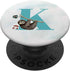 Cute Sloth Teal Color Initial Letter K PopSockets Swappable Grip