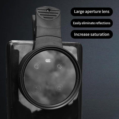 52mm Clip-on CPL Phone Camera Lens Filter, Universal CPL Filter Compatible with iPhone, Samsung, Android Smartphones